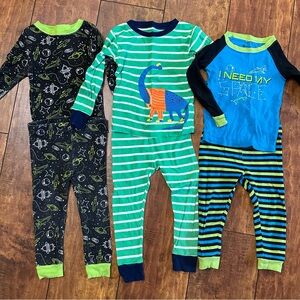 Long sleeve, long pants pajama set bundle 2T outer space & dinosaur toddler boys